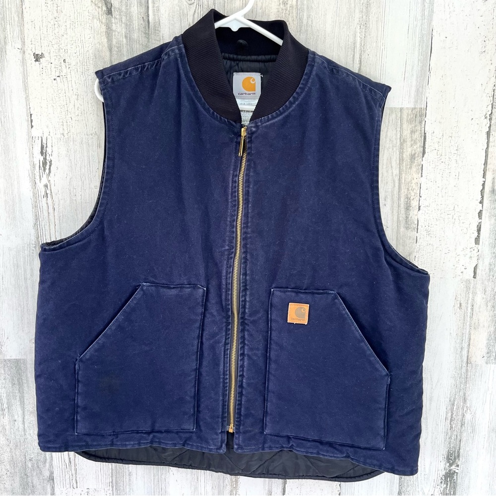 Carhartt Men’s V02 Full Zip Arctic Quilted Lined Vest Size XL Regular In Navy